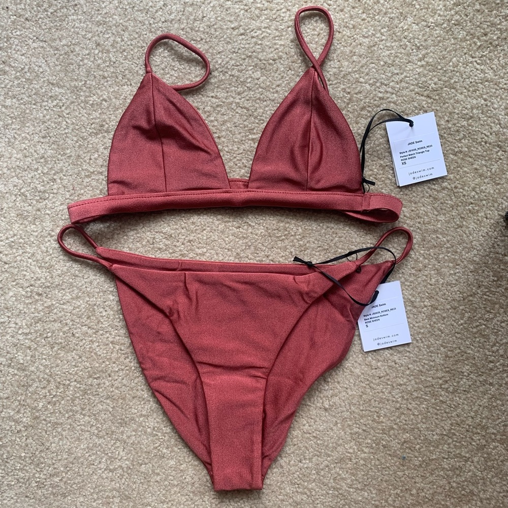 Jade Swim Bare Minimum Bikini Bottom in Rose Sheen In Size S